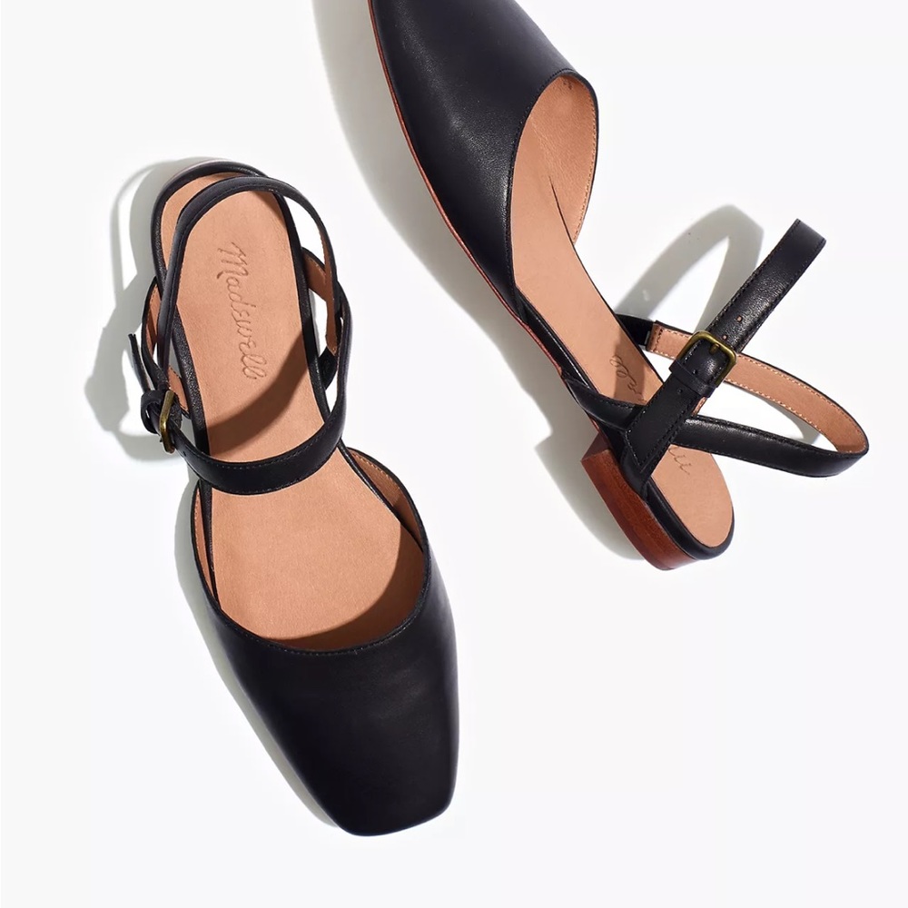 Madewell Jeanne Slingback Flat, black leather, sz 9